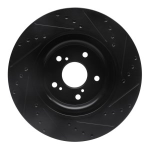 Honda CR-V Brake Rotor (1) - Front Left - R1 Concepts - Drilled & Slotted - Black - `20-`22